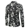 thumbnail image 3 of IROINNID Men's Long Sleeve V-Neck Blazer Notch Lapel Mid-Length Jacket Print Casual Suit Single One Button Back Slit Suit Collar Dress Performance Dress Suit Jacket Blazer, 3 of 3
