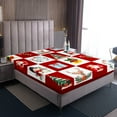 thumbnail image 4 of Christmas Sheet Set Santa Claus Xmas Tree Bed Sheets Set Full Size For Kids Children Snowman Deer Snowflake Sheets With 2 Pillow Cases Geometric Cartoon Style Bed Set, 4 of 6