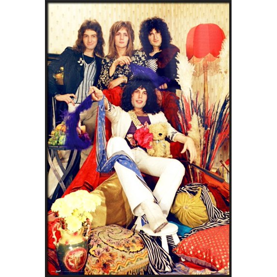 Queen - Framed Music Poster (The Band) (Size: 24" X 36") (Matte Black Plastic Frame)