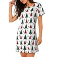 thumbnail image 2 of Disketp Buffalo Plaid Christmas Trees para Camisón Corto de Manga Corta para Mujeres, Camisón Cómodo con Escote Redondo, Bonito y Confortable, 2 of 6