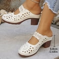 thumbnail image 2 of Mules for Women Bohemian Hollow out Closed Toe Heeled Sandals Summer Casual Slip on Slides Breathable Orthopedic Shoes White Size 8, 2 of 6