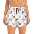 thumbnail image 2 of Balery Bulldog Face Pantalones cortos deportivos para mujer con forro y dos bolsillos, elásticos, para entrenamiento, gimnasio, yoga-Small, 2 of 7