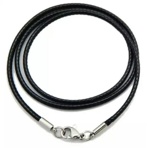 HOOUN 2Mm Black Leather Cord Necklace with Lobster Clasp 14-32" Chain-16 in