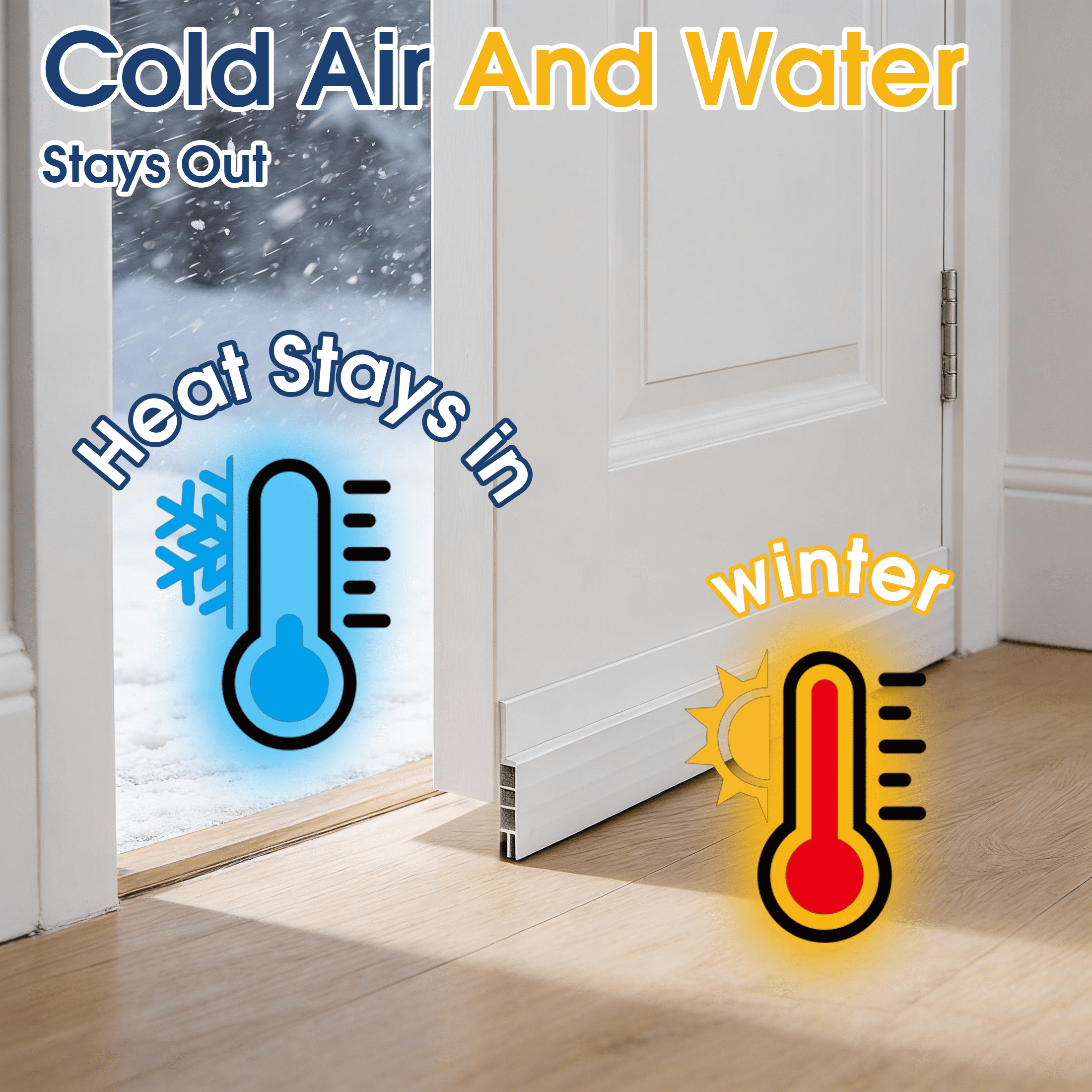 Door Draft Stopper, Under Door Seal Weather Stripping, Noise Reduction & Cold Air Blocking Weather Stripping, No Drilling Installation, 1.88 in x 39.4 in