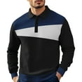 thumbnail image 2 of QHRMKOG Long Sleeve Polo Shirts for Men Relaxed Fit Color Block Polo Shirt Casual Collared Golf Tshirt Trendy Pullover Top Black M, 2 of 4