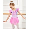 thumbnail image 3 of Arshiner Girls Ruffle Sleeve Ballet Leotard Criss-Cross Back Dance Dresses | Girls Ballet Leotard with Shiny Skirt, 2-11 Years, Toddler Dance Dresses, 3 of 5