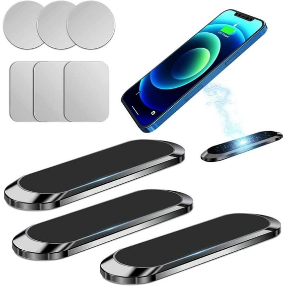 3 Packs Magnetic Phone Car Mount, 360° Rotating Magnet Cell Phone Holder for Car, Universal Car Phone Holder Dashboard Mount Cradle Phone Stand for iPhone, for Samsung (Black Black Black)