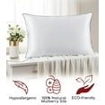 thumbnail image 3 of Mellanni Mulberry Silk Collection 19 Momme White With Black Piping Silk Pillowcase, Queen, 3 of 8