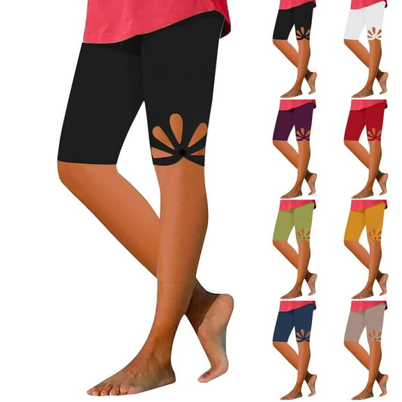 YUGYXL Leggings Yoga Capri Pants for Women Hollow Out Slim Fit Biker Pants Stretch Waist Lightweight Breathable Capris Black XL