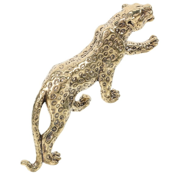 WHAMVOX Golden Brass Leopard Figurine for Decor and Exquisite Craft Ideal Home Office Adornment 6 8 inches
