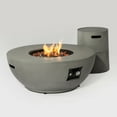 thumbnail image 3 of 36"Round Steel Fire Table, 50,000 BTU Concrete Fire Pit w/Weather-Resistant Pit Cover, Lava Rocks,2-Piece Gas Fire Pit, Outdoor Propane Fire Pit Table Set w/Tank Cover , Grey, 3 of 6