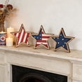 thumbnail image 2 of 3 Pack Patriotic Wooden Star Ornaments in Red White Blue, Decorations for 4th of July, Memorial Day & Independence Day, Suitable for Home, Office, Table and Shelf Display, 2 of 9
