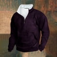 thumbnail image 2 of Men's Quarter Zipper Sweatshirts Retro Solid Color Top Stand Up Collar Sweatshirt Long Sleeved Sweat Shirt with Pocket Casual Men's Fall Winter Long Sleeved Sweaters, 2 of 3