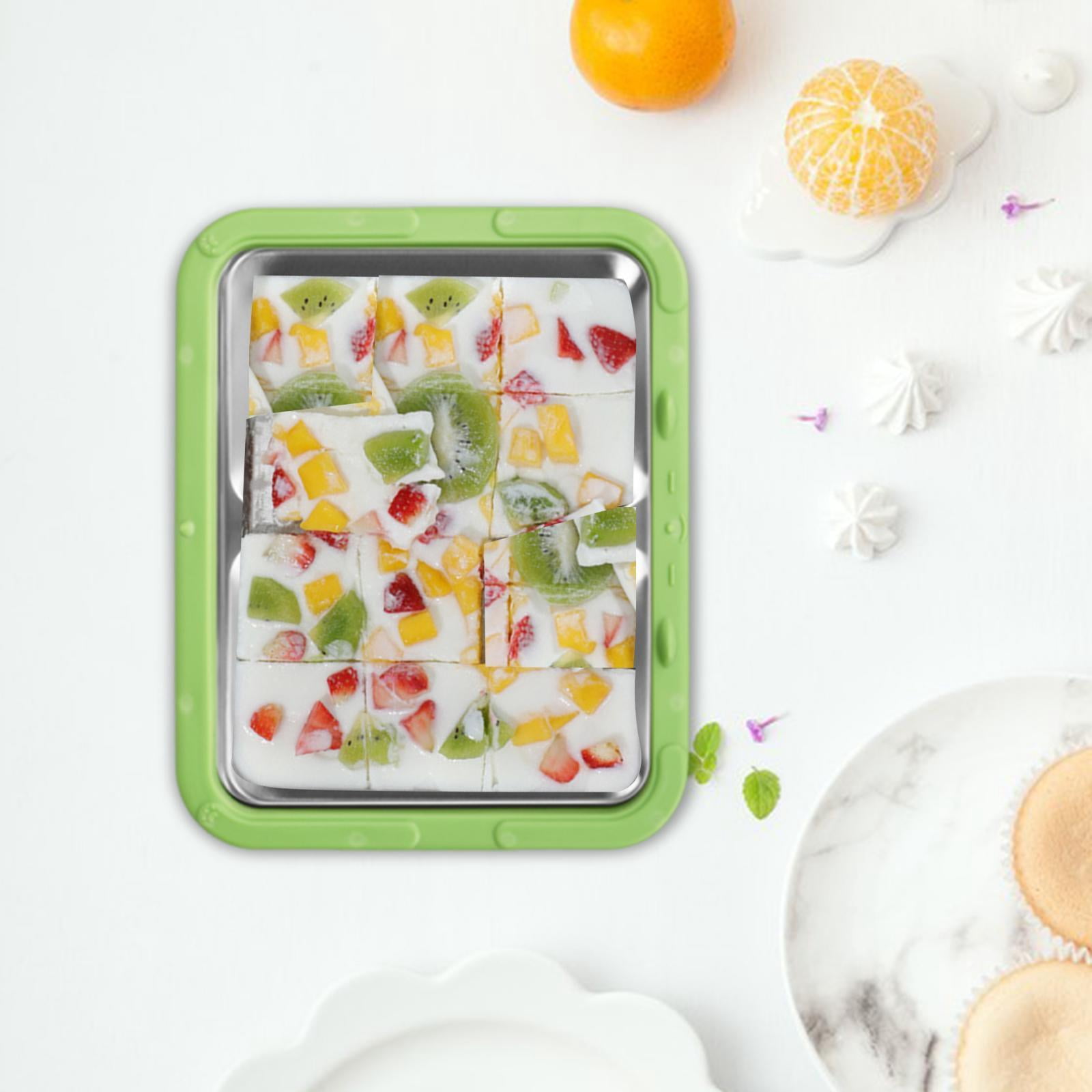 TISHITA Ice Cream Maker Ice Cream Pan Easy to Clean Household Fun Parent Child Activities Portable Versatile Frozen Yogurt Rolls Tray Green No Lid