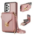 thumbnail image 1 of Nalacover Wallet Case for Samsung Galaxy A52 4G/5G,with Removable Adjustable Shoulder Strap,PU Leather Back Zipper Pocket Card Holder Stand Purse Shockproof Phone Case for Women Men,Rosegold, 1 of 10