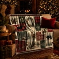 thumbnail image 3 of Rustic Winter Patchwork Scene, Cozy Lodge Wildlife Illustration Style for Cabin Lovers, Moose Bear Cabin Theme and Housewarming Gift, Warm Flannel Blanket for Living Room Cabin, Home Decor, 3 of 9
