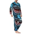 thumbnail image 2 of KLL Cartoon Cute Shark Sleepwear Mens Flannel Pajamas,Long Cotton Pj Set, 2 of 7