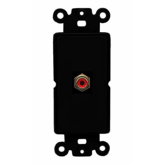 RiteAV 1 Port RCA-RED Rocker Insert Module Wall Plate [Black]