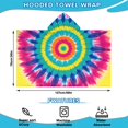 thumbnail image 2 of Colorful Rainbow Tie Dye Spiral Pattern Hooded Bath Towel，50"x30" for Ages 3 To 12 Kids, Quick Dry Lightweight Soft Microfiber Hood Beach Towel Cover Up for Kids, 2 of 7