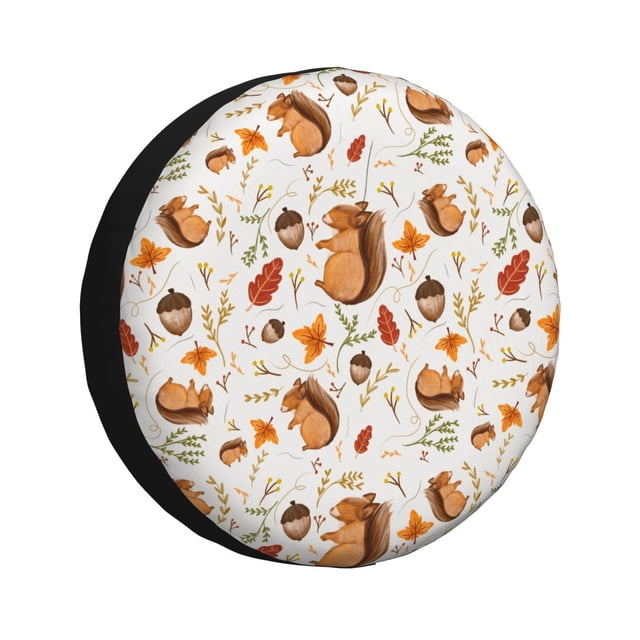 Fotbe Squirrel Funda de Llanta de Repuesto con Estampado, Engrosada, Ajuste Universal para Jeep, Remolque, RV, SUV, Camión-15 inch