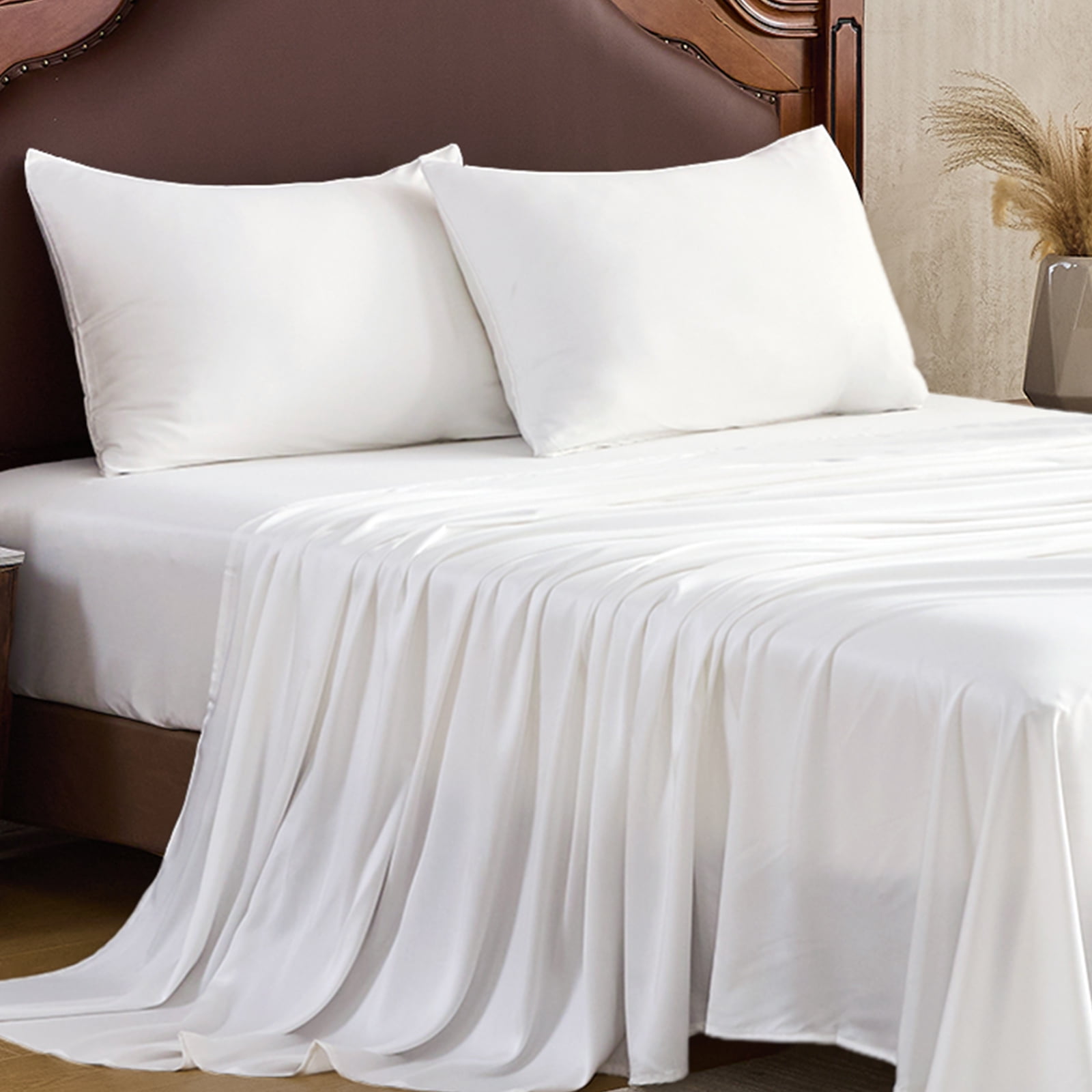 Hitime 4PC Bamboo Cal King Sheet Set, Deep Pocket Fit 16", Breathable Super Soft Luxury Hotel Style Home Decor Cal King Sheet Set, Gift for Women, Men - 2 Pillowcases, 1 Flat Sheet, 1 Fitted Sheet