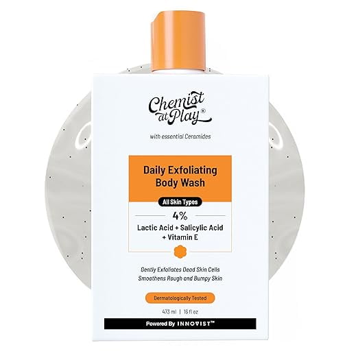 Chemist At Play Exfoliating Body Wash 473ml | 4% (Salicylic Acid, Vitamin E and Lactic Acid) | Paraben & SLS Free | Gentle Exfoliating Shower Gel | Men & Women