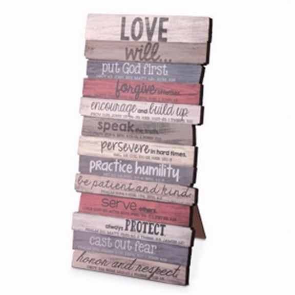 Lighthouse Christian Products 184297 Wall Plaque-Love - 10 x 5-MDF Wood - No. 45028