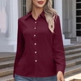 thumbnail image 5 of BLVB Women's Button down Shirts Long Sleeve Blouses Formal Collared Dress Shirts V Neck Tops Office Work Shirts, 5 of 9