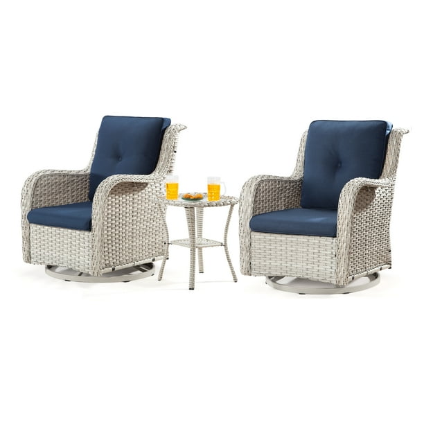 Meetleisure Outdoor Swivel Rocker Wicker Patio Chairs Sets of 2 With