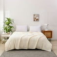 thumbnail image 3 of Striped Plush Faux Fur Throw Blanket, 620GSM Super Soft Fuzzy Blanket Warm Thick Cozy Throws Milky Fluffy Blankets for Sofa Couch Bed Living Room, 54x72 inches, Ivory White, 3 of 5