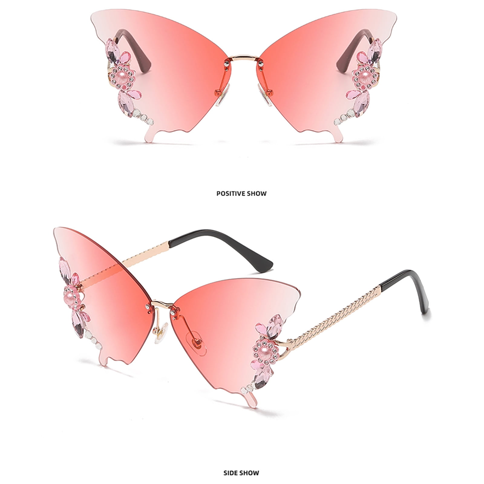 Rimless butterfly sunglasses discount