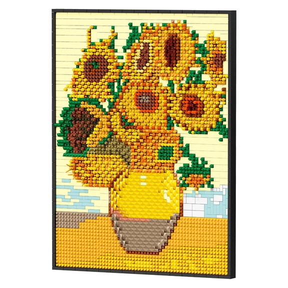 Remocguys Sunflower Bouquet Building Sets Compatible with Lego Flowers Van Gogh Wall Art Bonsai Decor for Adults Girls 3504PCS
