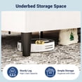 thumbnail image 4 of Allewie Queen Size Upholstered Bed Frame with Velvet Charging Station & Storage Headboard, White, 4 of 7