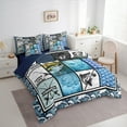 thumbnail image 4 of Manfei Hunting and Fishing Twin Bedding Sets 7-Piece for Kids, Rustic Pink Fish Bedding Comforter Set, Blue Patchwork Plaid Reversible Sheet Sets, Luxury Bedroom Decor, 4 of 8