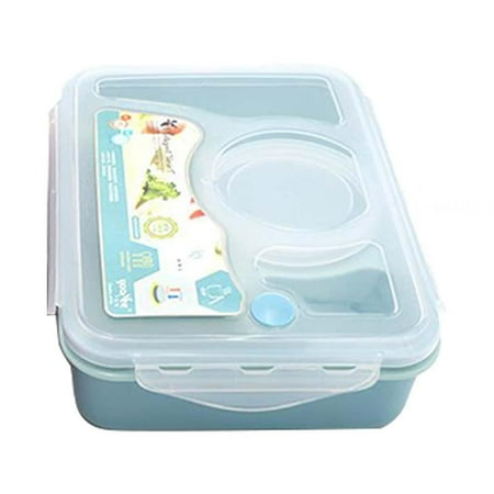 

Lunch box compartmentalized bento box sold one by one four compartments with soup bowl size: length 24.1cm width 18.2cm height 6.9cm material: plastic Blue