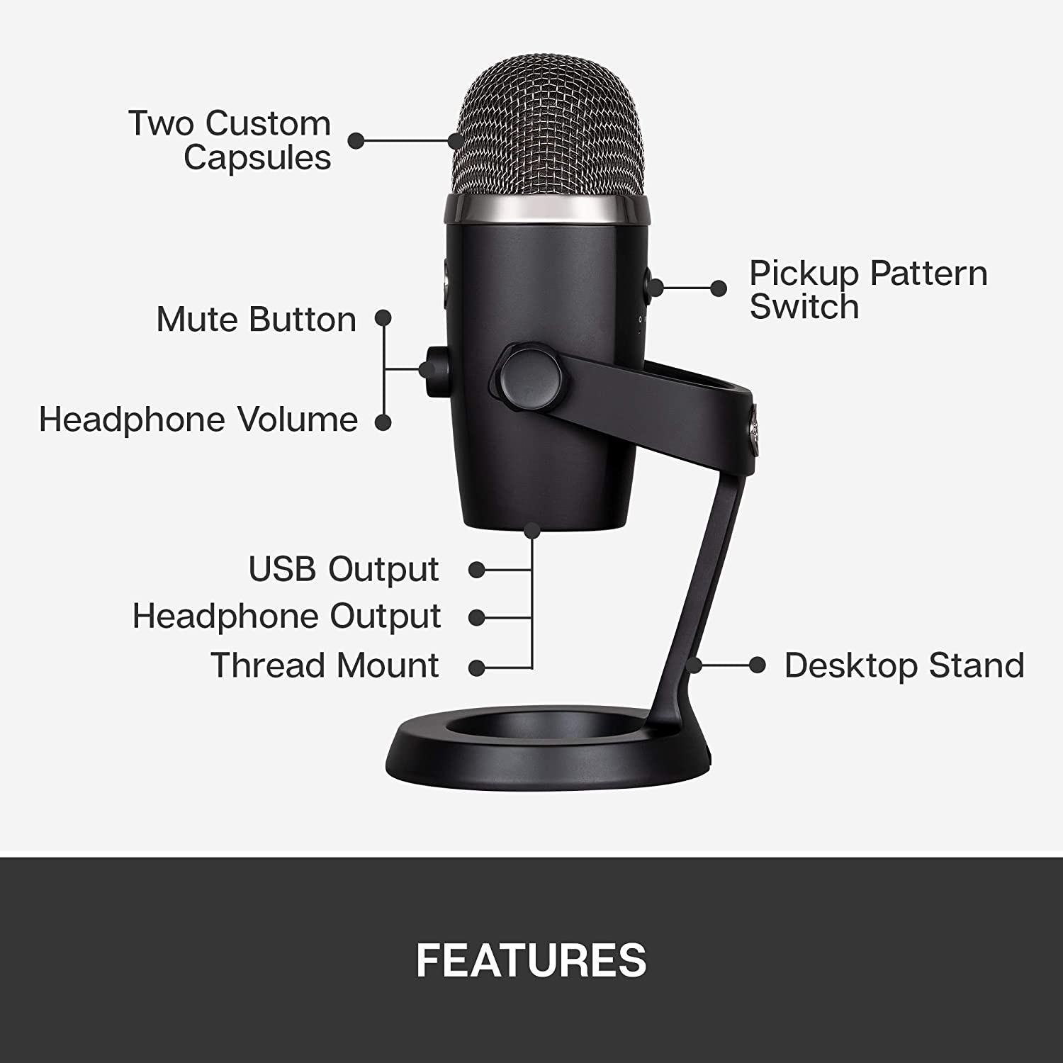 Restored Blue Yeti Nano Premium USB Microphone - Black (Refurbished)