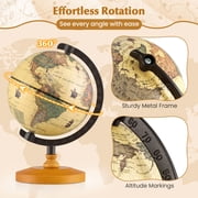 Patiojoy Antique Globe Dia 5.5-Inch Mini Rotating World Globe w/ Wooden Base