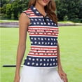 thumbnail image 2 of Garronmavis Golf Shirt for Women Quarter Zip Sleeveless Tennis Shirts Collared Casual Shirts Hiking Pickleball Womens Flag Golf Shirt, American Flag Stripe, Size XS, 2 of 7