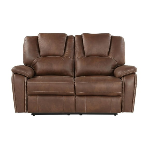Steve Silver Katrine Faux Leather Reclining Loveseat, Chestnut Brown