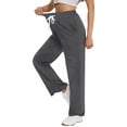 thumbnail image 4 of Baggy Wide Leg Sweatpants Womens High Waist Fleece Joggers with Pockets Lounge Pants Casual Comfy Drawstring Sweat Pants Fleece Lined Sweatpants Women Y2k Clothes Fleece Joggers Pants, 4 of 5