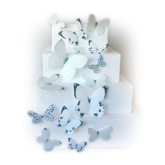 Black and White Assorted Sizes Wafer Paper Butterflies for Decorating Desserts Cupcakes Wedding Cakes Pack of 15