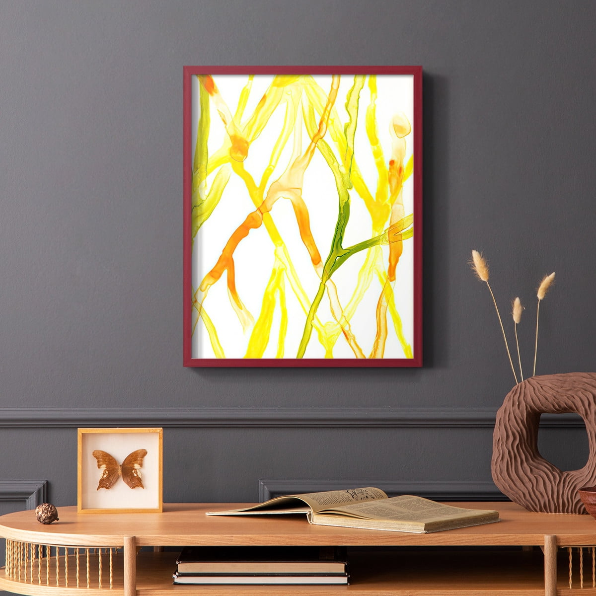 Runnel IV Framed Print in Red Solid Wood Framed Print No Nail Hanging