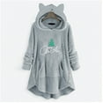 thumbnail image 2 of jsaierl Womens Plush Hoodies Top Long Sleeve Cat Ear Sweater Plush Buttons Christmas Printed Fall Tops Dressy Casual Top Outwear Coat for Women, 2 of 5