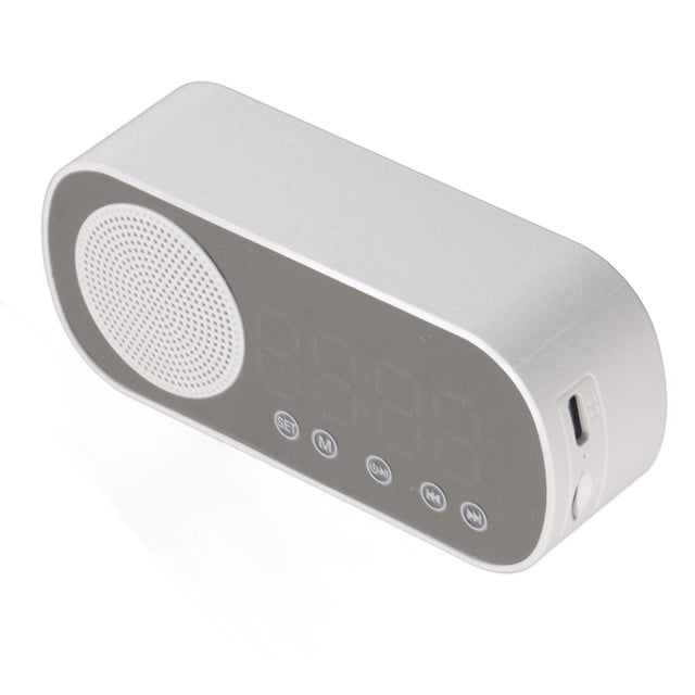 Reloj despertador digital HIFI con radio FM y altavoz Bluetooth 5.0 recargable, reloj de espejo para leer y viajar