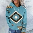 thumbnail image 2 of Womens Long Sleeve Tops Western Aztec Hoodie Ethnic Print Hoodie Pullover Cowgirl Rhombus Printed Hooded Sweatshirt Tops Womens Clothing Cheap, 2 of 5