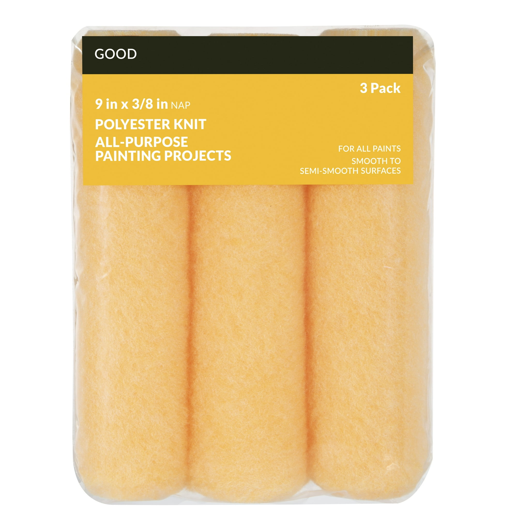 Good 9 x 3/8 in. Knit Polyester Roller Cover, 3 Pack
