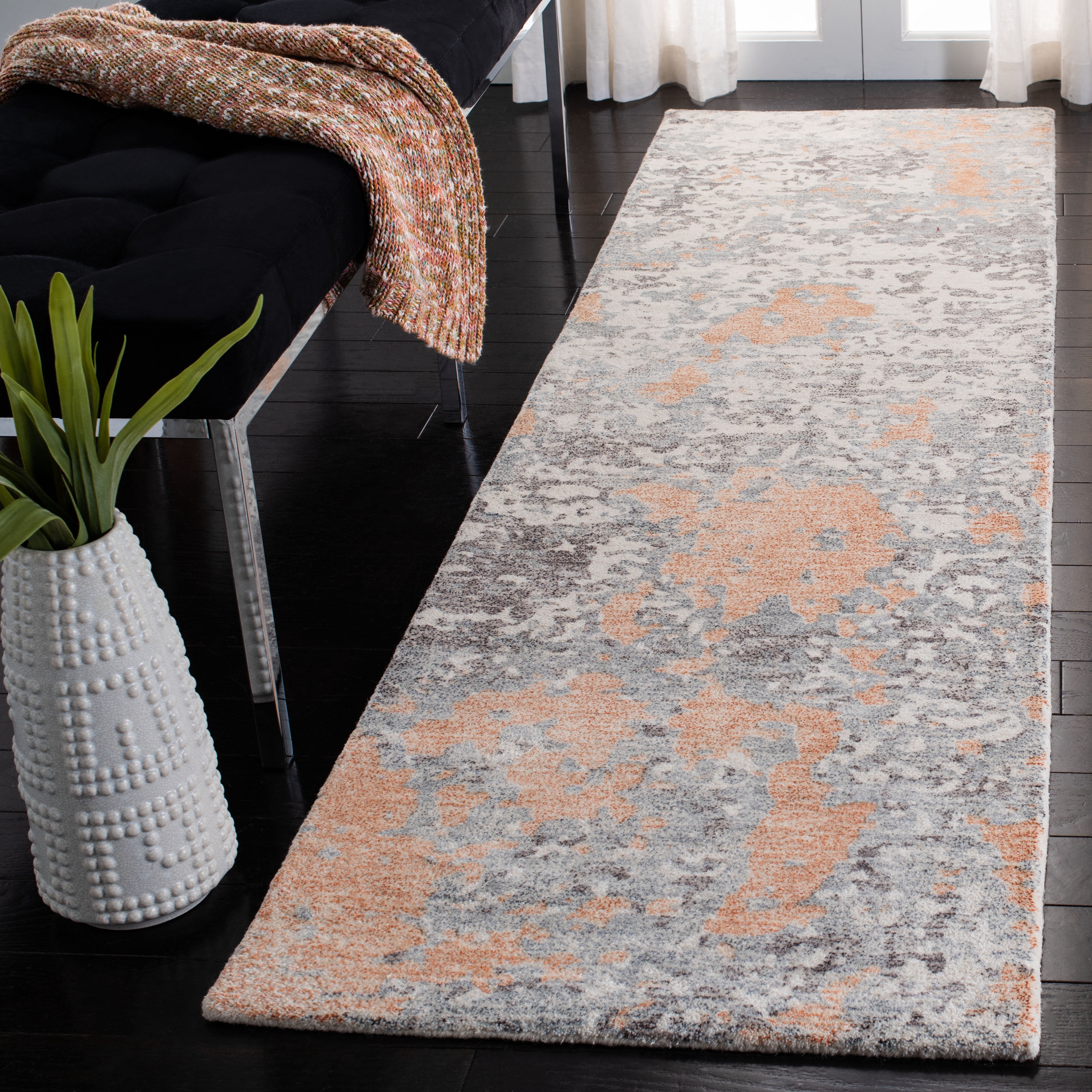 SAFAVIEH Restoration Vintage Dzvezda Abstract Runner Rug, Rust/Grey, 2'3" x 8'