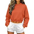 thumbnail image 6 of Womens Mock Neck Sweatshirts Long Sleeve Loose Fit Cropped Shirts Casual Soft Trendy Shirts Basic Tees Cute Y2K Fashion Pullover Top Tunics 2026 Fall Outfits womens tops Orange XL, 6 of 8