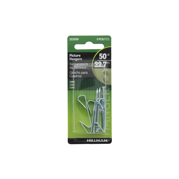 Hillman Picture Hanger 50lb Zinc 3pc