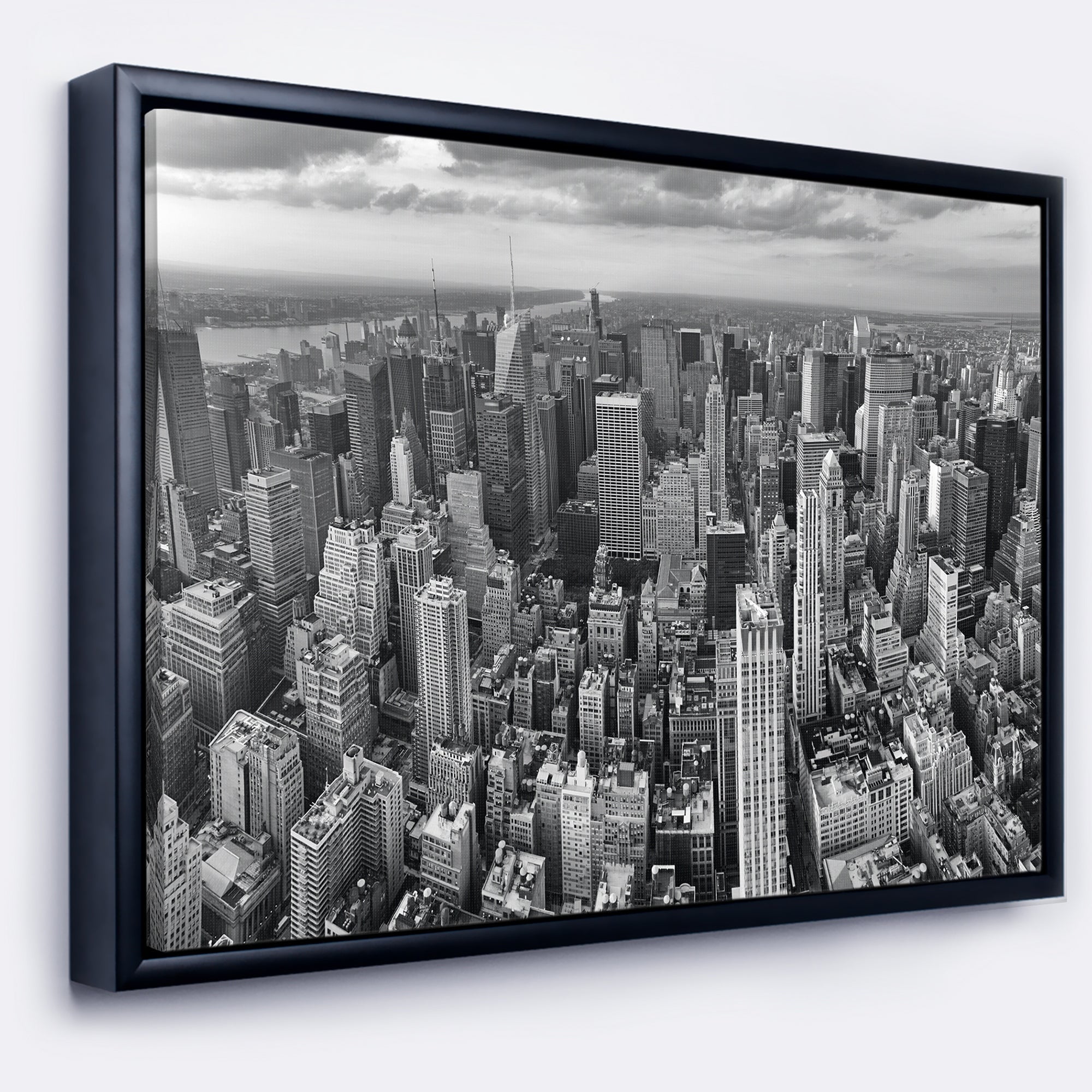 Design Art Panoramic Aerial View of Manhattan Framed Canvas Art Print